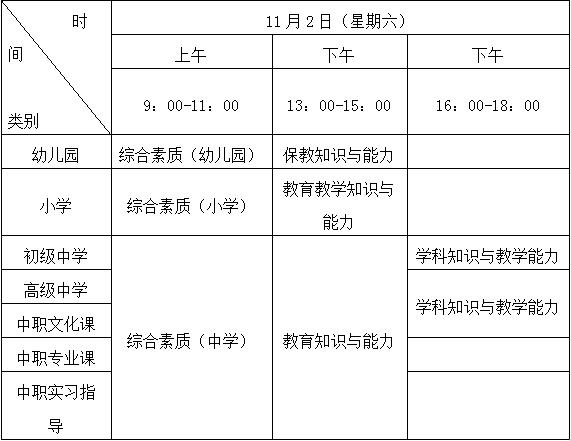 2019年下半年福建省中小学教师资格考试（笔试）公告
